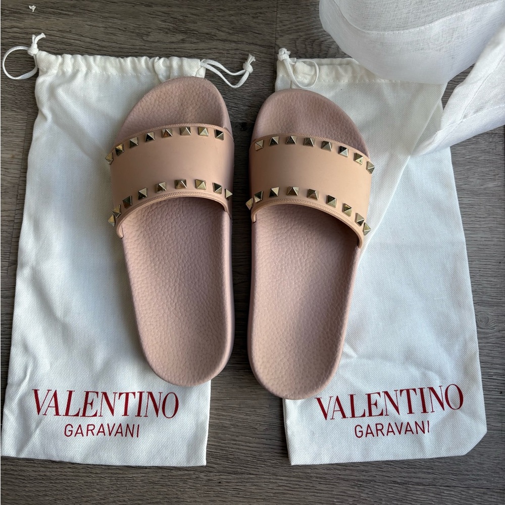 Valentino Garavani Studded Pink Slides sandals